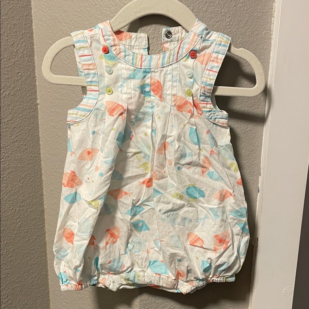 Janie and Jack Pastel Fish Print Romper